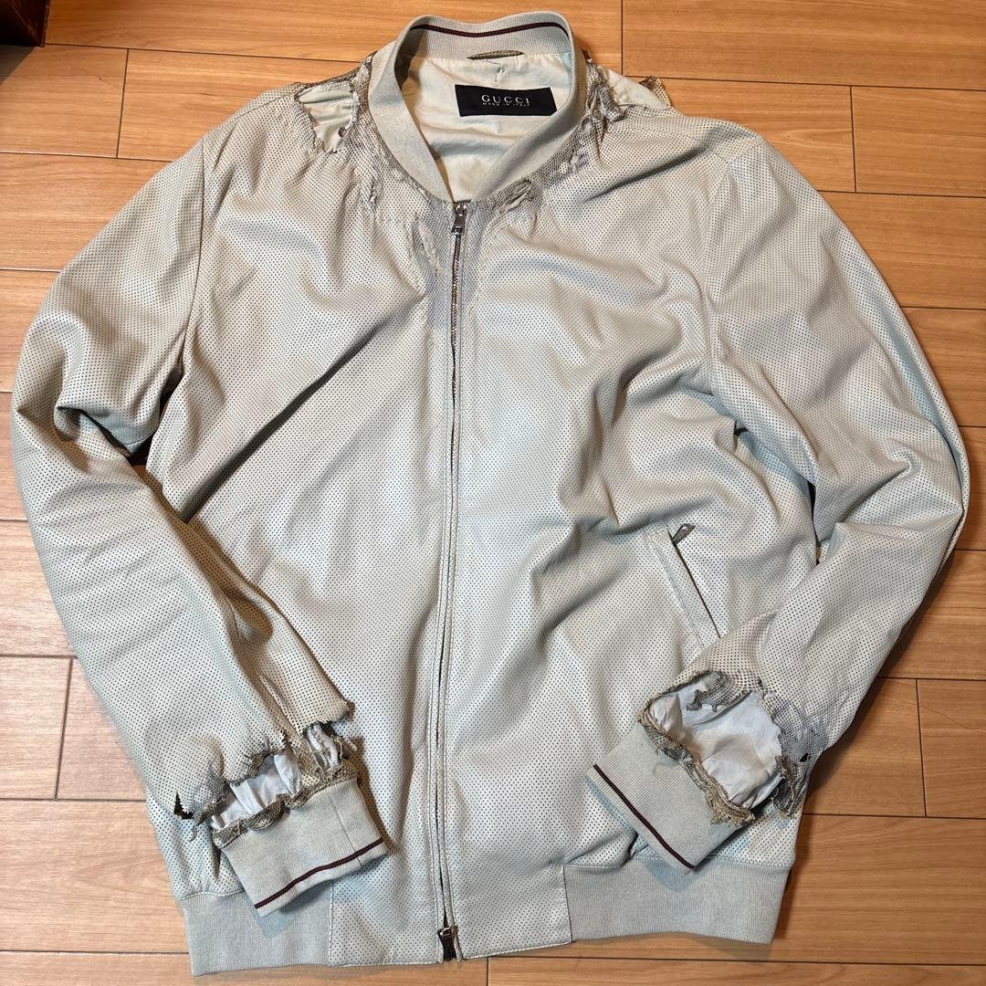 フェード加工古着GUCCI レザー ボロジャケット イタリア