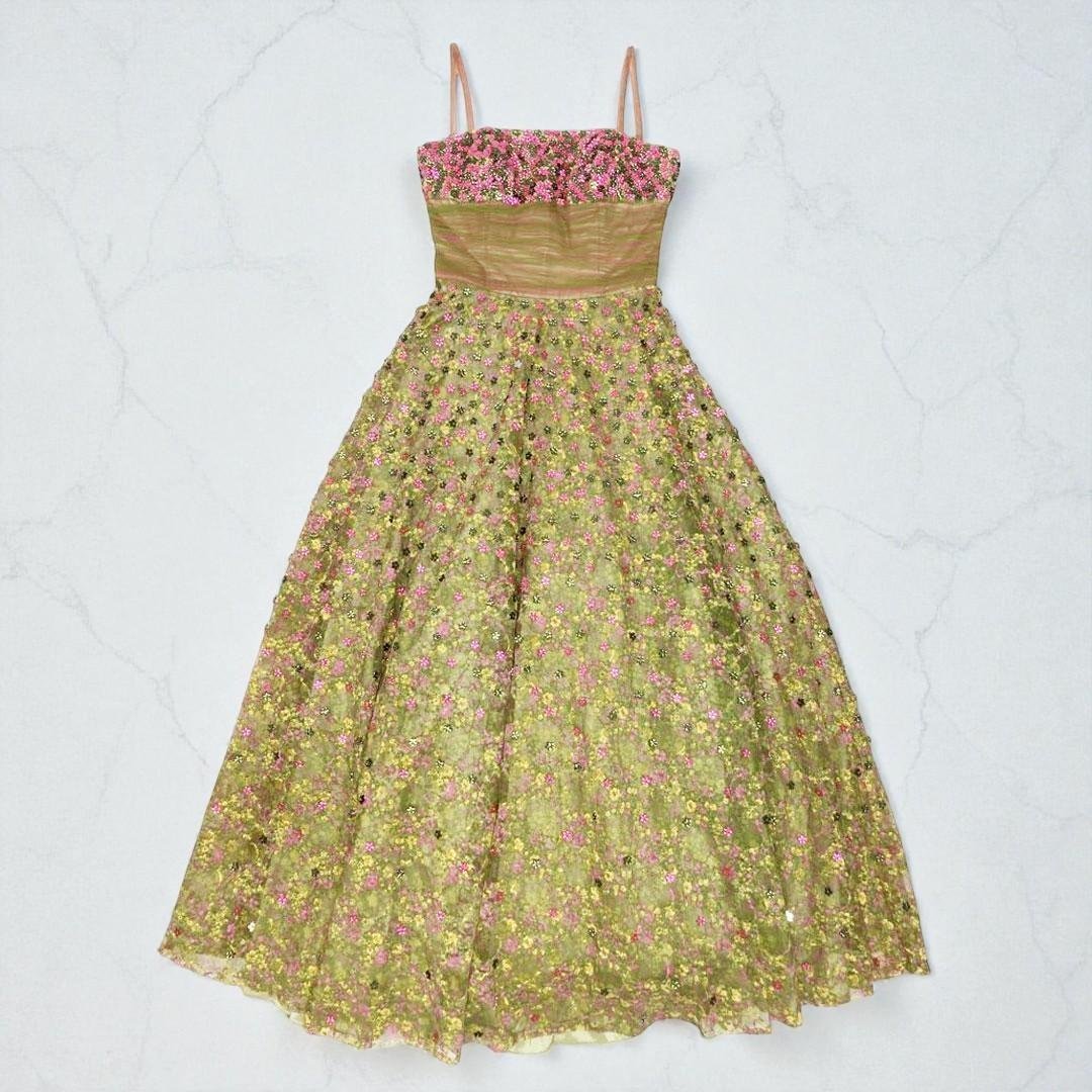 JOVANI ジョヴァニ フラワーモチーフビジュー ロングドレス