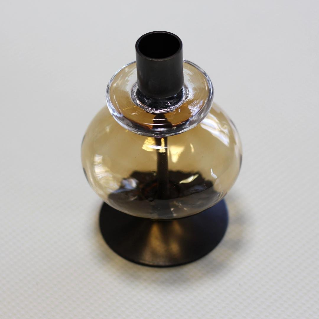 【美品】エリックホグラン　キャンドルスタンド オニオン型　アンバー 01