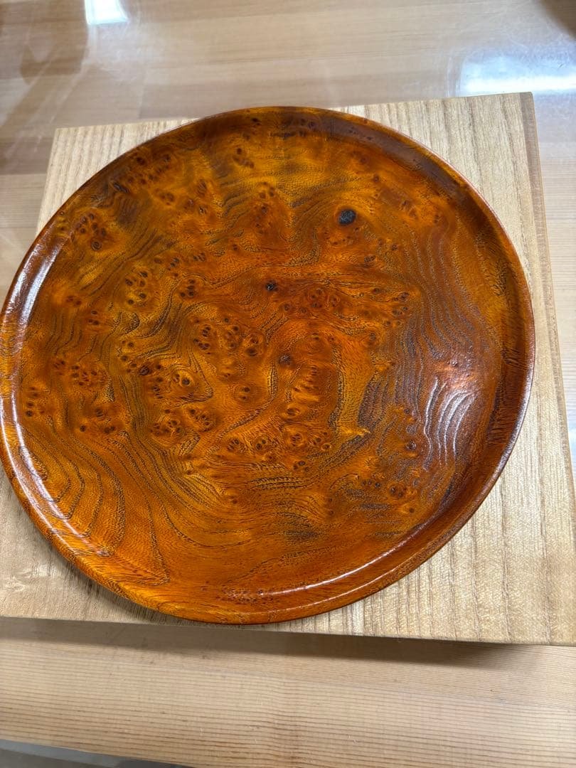 アイヌ　瘤　こぶ　茶菓子盆　拭き漆仕上げ　工芸品　桐箱入り