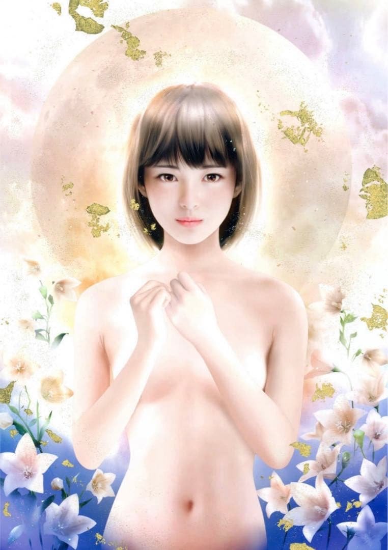 Ato Fujihara ミクストメディア「月下に咲く」浜辺美波さん似？