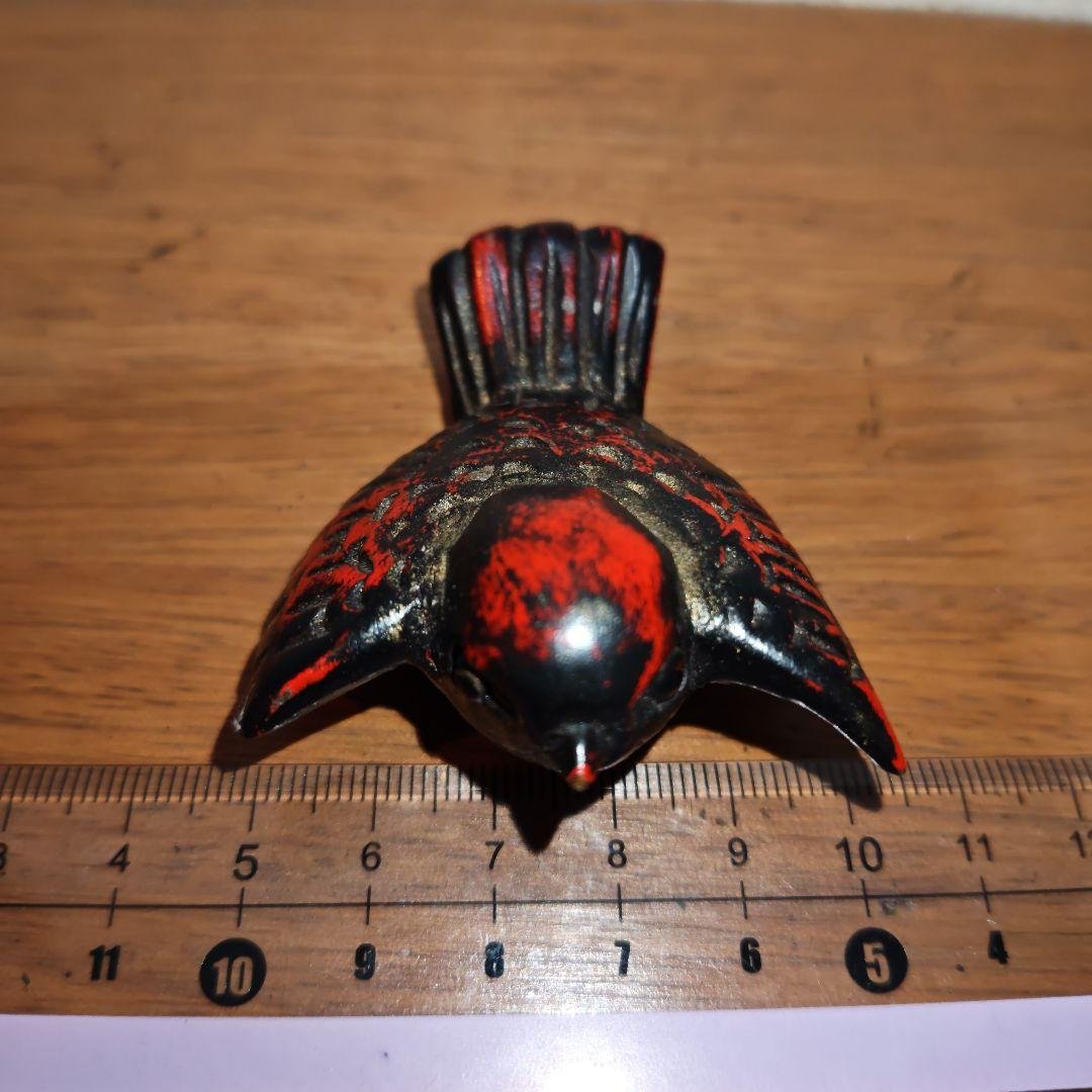 時代提物 極上木彫根付【福来雀】両羽根間約5.1cm 嘴尾間約6cm 重さ約8ｇ