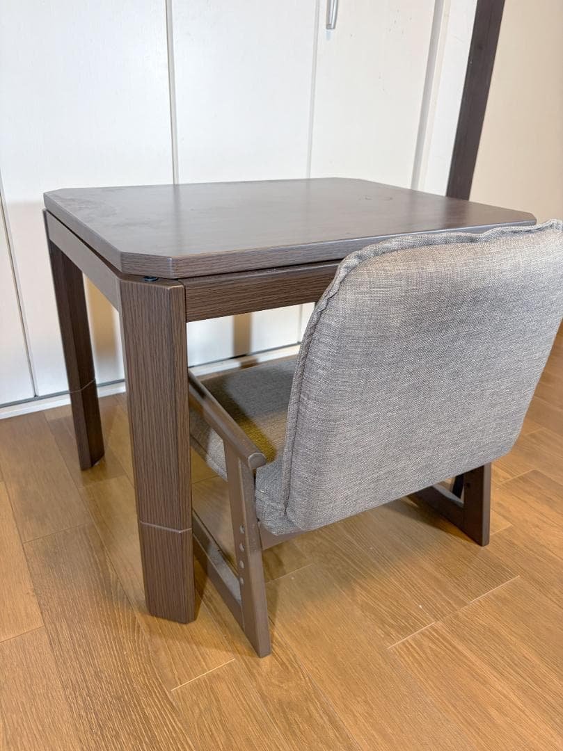 ユアサプライムス お一人様コタツ ダークブラウンコタツと椅子のセット