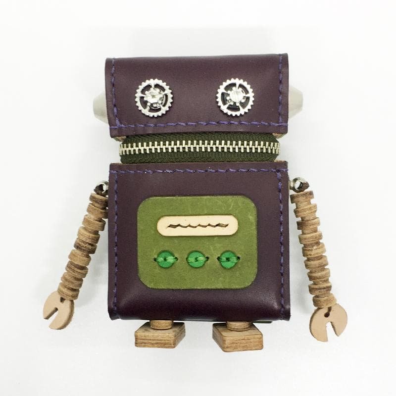 【本革】ケース 小物入れ あずき色 ロボット レザー ハンドメイド