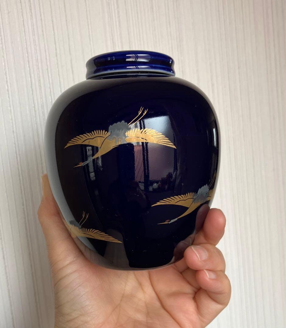 茶壺　茶入　金鶴紋様