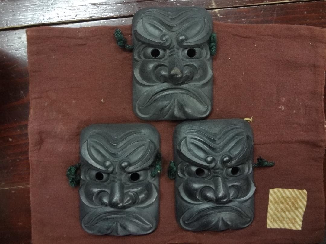 鬼面3面セット南部鉄器 オリジナル　●神事・厄除け１６×１２ｃｍ●入手困難