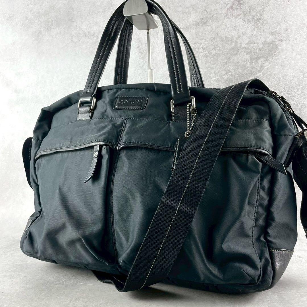 ✨美品✨コーチ　ビジネスバック　2way クロスボディ　ナイロン×レザー　黒