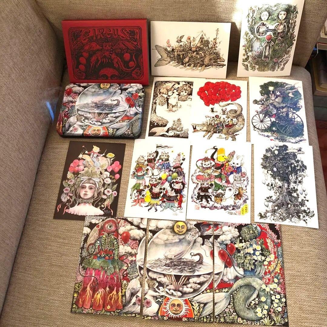 新品☆ヒグチユウコ　サーカス展　オリジナルポストカード(12枚)＋缶ケースセット