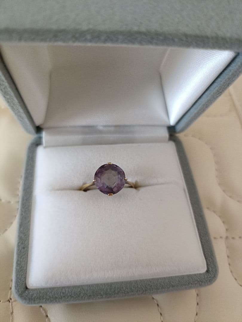 K18 大きな石　カラーチェンジ　リング　指輪　バイカラー