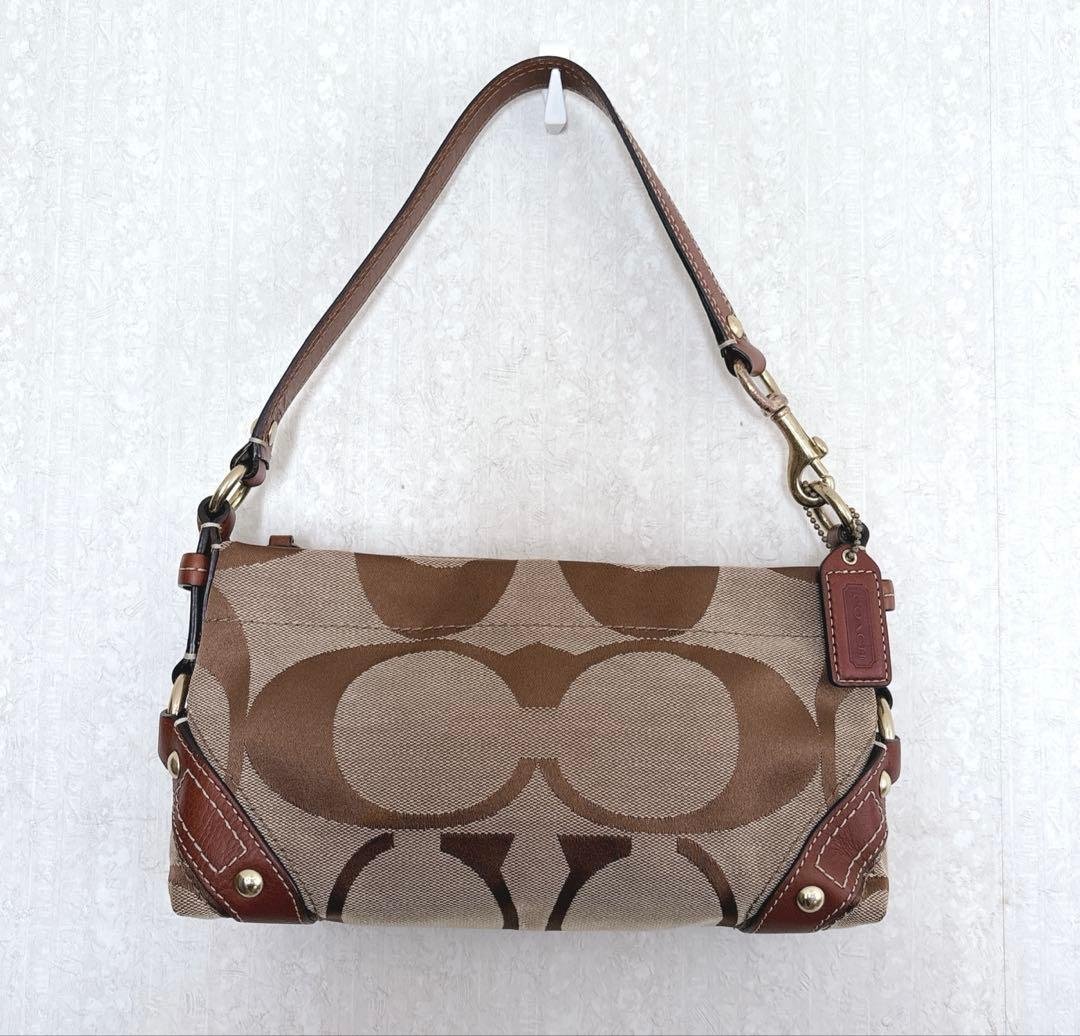 【美品】COACH シグネチャー y2k ワンショルダー 肩掛け ブラウン