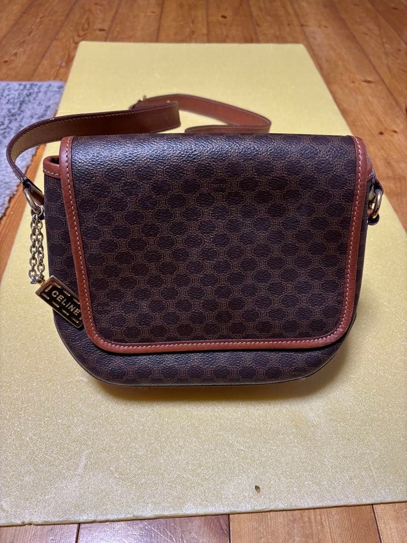 CELINE ショルダーバッグ マカダム柄 ヴィンテージ ゴールド金具
