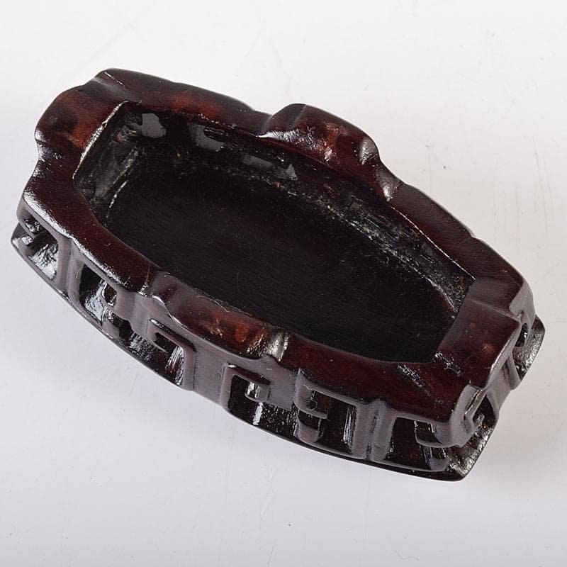 中国　玉石翡翠彫刻　飾壷　約530g　唐木台付　D　R8759