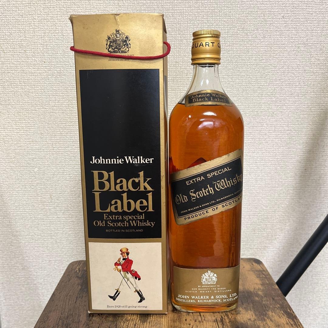 未開封　ジョニーウォーカー ブラック　金キャップ 白紋章　黒ラベル　古酒　希少